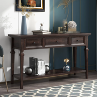 Table console en bois massif au design moderne avec 3 tiroirs, style industriel, rangement pour salon, appartement