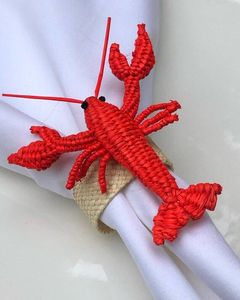 แหวนรัดผ้าเช็ดปากลายกุ้งมังกร ทำจากหวายสานมือ ดีไซน์สร้างสรรค์ ทันสมัย ลายทะเลธรรมชาติ สำหรับตกแต่งโต๊ะอาหารและใช้ในครัว - Product Image 1
