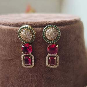 Premium American Diamond Short Neckpiece Fashion Jewelry Set - Product Image 3