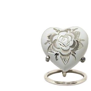 TW 2024 Mini urne en forme de cœur avec fleur blanche élégante en métal 100% aluminium en forme de cœur - Product Image 6