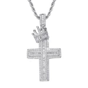 Collar de Lujo con Colgante de Cruz y Corona, Micro Pavé de Diamantes, Estilo Hip Hop Cristiano, para Hombres y Mujeres, Joyería Bling Cristiana - Product Image 3