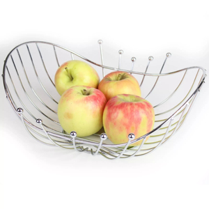 Stainless Steel Wire Eco-Friendly Modern Fruit <b>Basket</b> Kitchen Countertop Large Capacity Chrome Metal <b>Mesh</b> Fruit Bowl <b>Storage</b> - Product Image 1