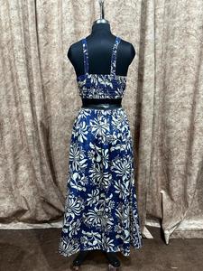 Vestido Maxi Azul Estampado Estilo Boho con Cuello en V para Mujer, Largo hasta el Suelo, Corte Regular, Ropa Casual de Verano para Playa, 100% Seda, Secado Rápido - Product Image 2