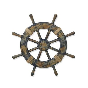 Wooden <b>Ship</b> <b>Wheel</b> Signature Marine Wall Ornament Designed to Enrich Seaside Decor with Timeless Decorative Character - Product Image 2