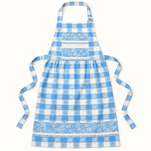 Tablier en coton à imprimé floral et à carreaux, 130 GSM, tissé, sangle de cou réglable, couleur personnalisée, marque privée - Product Image 4