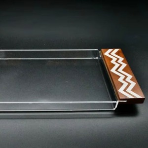 Plateau de service carré de luxe pour l'Aïd Ramadan, à un seul niveau, avec incrustation de nacre, base en acrylique, fait main, classique - Product Image 4