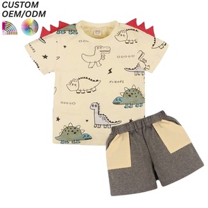 Conjunto de Ropa Casual para Niños Personalizado, Camiseta y Pantalones Cortos 100% Algodón con Estampado Animal para Todas las Temporadas, Venta al Por Mayor OEM/ODM - Product Image 3