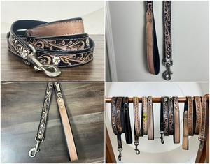 High Quality Premium Hand Tooled Leather <b>Dog</b> <b>Leash</b> Genuine Leather Sunflower Design Fashion Durable Pet <b>Leash</b> <b>Dogs</b> Accessories - Product Image 3