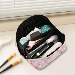 Floral Microfiber Cosmetic Bag Large Capacity <b>Makeup</b> Organizer Zipper Toiletry <b>Case</b> with Soft Handle for Travel - Product Image 5