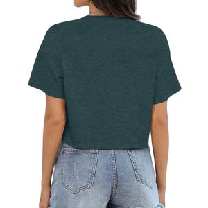 Custom Olive <b>Green</b> Botanical Women <b>Crop</b> <b>Top</b> Wildflower Pure Cotton Short Sleeve Crewneck Relaxed Comfortable Women <b>Crop</b> <b>Tops</b> - Product Image 2