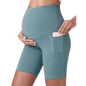 Leggings de maternité sans couture de haute qualité, coupe slim, style motard, shorts de grossesse extensibles et compressifs - Product Image 1