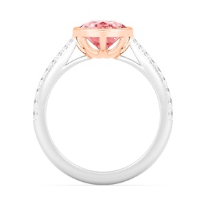 Reimagined Oval And Round 10K Rose And White Gold Lab Grown Diamond Engagement <b>Ring</b> 3.44 ctw Contemporary <b>Two</b> Tone Bridal <b>Ring</b> - Product Image 2