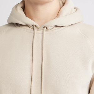 Sweat à capuche surdimensionné personnalisé en coton lourd 100 % pour homme, style streetwear, avec poche kangourou beige - Product Image 4