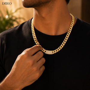 Collar de Cadena Cubana Chapado en Oro de 10K para Hombre con Cierre de Moissanita, Joyería de Diamantes de Corte Redondo Estilo Hip Hop - Product Image 3