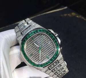 Montre BOJ P.P.015 pour homme, affichage analogique classique, baguette en moissanite, bracelet en alliage, boîtier plaqué or rose 20 mm, verre 41 mm - Product Image 6