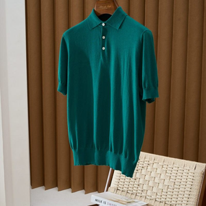 Chemises polo pour hommes en fibre de lyocell, piqué respirant, manches courtes, logo personnalisé, t-shirt de golf et de tennis, prix d'usine OEM, vente en gros - Product Image 2