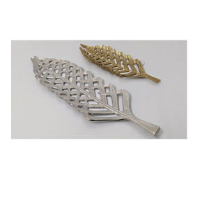 Bandeja de Servir Artesanal con Diseño de Hoja, Plato Plateado y Bandeja de Aluminio, Accesorios Elegantes para Decoración de Mesa - Product Image 2