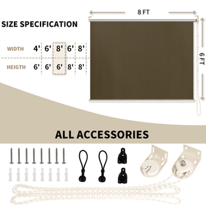Tenda Parasole Durevole 8x8 in HDPE Noce con Rullo Avvolgibile Integrato - Product Image 4