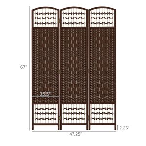 Brown Wave 3-Panel Lightweight Paper <b>Folding</b> Privacy <b>Screen</b> Traditional Style Room Divider for Home Office - Product Image 3