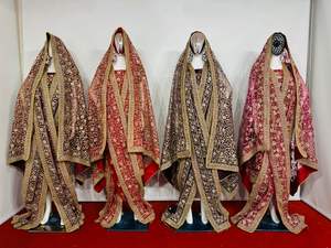 Lujoso Khada Dupatta de cuerpo entero para adultos Terciopelo exquisito con piedra Jarkan completa y trabajo pesado intrincado - Product Image 2