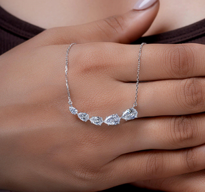 14K Gold Plated Sterling Silver Pear Cut Luxury Women's IGI Certified Wedding Party Anniversary <b>Gift</b> Pendant Necklace - Product Image 4