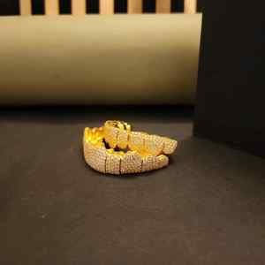 Ensemble de grillz personnalisés pour hommes, sertis de diamants, haut et bas, en argent sterling 925 plaqué or, sertissage pavé, bijoux hip-hop, 8,50 CT IDGL - Product Image 2