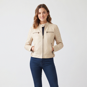 Premium Quality Women Genuine Leather Jacket <b>Vintage</b> Biker Motorcycle Jackets Fashion Casual Leather Outerwear Coat Ladies - Product Image 3