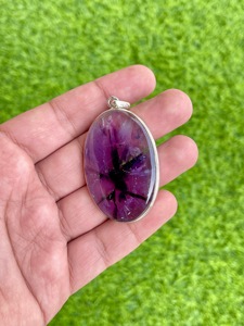 925 Sterling Silver <b>Star</b> Amethyst Pendant: Natural Healing Stone - Product Image 2