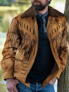 Custom Luxury <b>Men</b>’s Fringe Leather <b>Jacket</b> Vintage Western Cowboy <b>Suede</b> Coat with Tassel Design Bulk Order & Private Label - Product Image 6