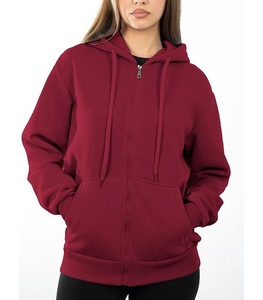 Sweat à capuche zippé décontracté pour femme, 100 % coton, manches longues, col rond, épaules tombantes, couleur unie, confortable, meilleur prix, le plus vendu - Product Image 1