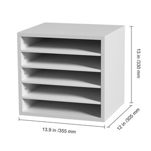 Organizzatore per Documenti in Legno 13.9x12x13 Pollici con 5 Scomparti, Scaffali Regolabili per Ufficio, Porta Lettere e Classificatore - Product Image 2