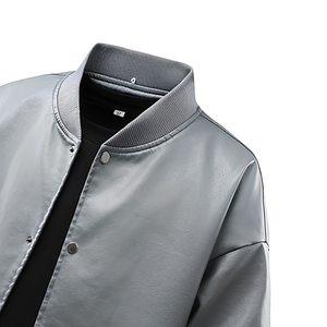 Blouson Bomber Ample Personnalisé à Col Solide, Vêtement d'extérieur Streetwear Zippé à Marque Privée, Logo Brodé, Léger, Vente en Gros - Product Image 6