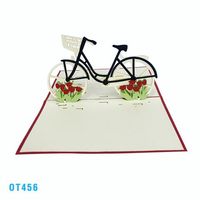 Carte Pop-up 3D Kirigami Fleurs de Vélo 150x150mm, Carte de Vœux Personnalisable en Papier Fait Main avec Fleurs Colorées, Cadeau Souvenir Vietnam