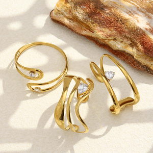 Dreamshow Multilayer 2026 Koleksi Baru <span class=keywords><strong>Gelang</strong></span> & Cincin Fashion Berlapis Emas 18k Set Perhiasan Baja Tahan Karat - Product Image 6