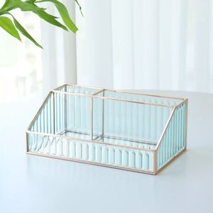Modern Transparent Metal And Glass Cosmetic Storage <b>Box</b> For Lipsticks <b>Makeup</b> Brushes And Beauty Products Display - Product Image 1