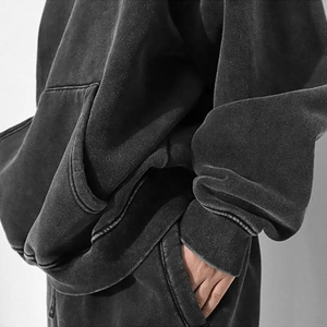 Ensemble de survêtement pour femme effet délavé, sweat à capuche zippé et pantalon de jogging, tenue deux pièces décontractée pour le sport, avec taille et logo personnalisés - Product Image 4