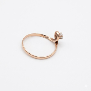 Bague de fiançailles solitaire antique en or rose 14 carats certifiée GIA avec diamant rond de laboratoire, bague bypass enroulée, cadeau de bijoux - Product Image 5