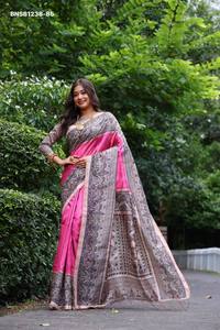 New Variety Tussar Silk with Madhubani Print- Traditional Pallu <b>Saree</b>-<b>Blouse</b> Set Collection Supplier from India <b>Saree</b> Love - Product Image 2