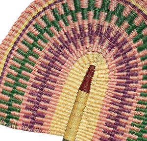 Artisan made green <b>pink</b> woven seagrass <b>fan</b> decorative hand held cooling <b>fan</b> traditional ethnic style <b>fan</b> for home interior styli - Product Image 3