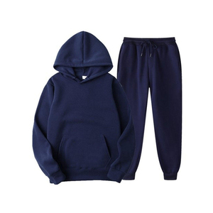 Ensemble 2 pièces pour homme, personnalisé, 100% coton, streetwear d'hiver, imprimé uni, fermeture éclair, capuche, cordon de serrage, confortable, OEM/ODM de haute qualité - Product Image 3