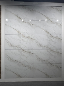 Azulejos de porcelana esmaltada de aspecto lujoso de 2x4 pies, Bottochino Choco, acabado brillante sin fin, azulejos de 600x1200 mm para sala de estar y dormitorio - Product Image 4