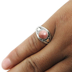 Natural Round Cut Rhodochrosite Gemstone <b>Ring</b> In 925 Solid Sterling Silver <b>Boho</b> Jewelry For Wholesale Supplier ODM OEM Jewelry - Product Image 2
