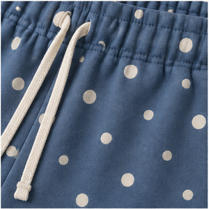 Shorts de détente surdimensionnés pour femmes, en denim bleu foncé à pois, avec cordon de serrage - Product Image 5
