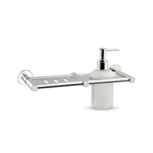 Porte-savon 2-en-1 en acier inoxydable finition chromée, distributeur de savon liquide |   Bac de drainage mural antirouille pour salle de bain - Product Image 3