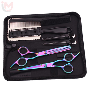 Juego de Herramientas Profesionales para Peinar el Cabello con Tijeras Arcoíris, Peine, Cortadora, Acero Inoxidable, Kit de Salón Duradero - Product Image 1