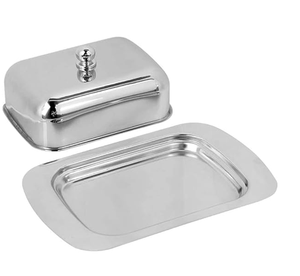 กล่องชีสสแตนเลสสตีลแบบคลาสสิกทำมือพร้อมฝาปิด กล่องเก็บเนย ราคาสุดคุ้ม - Product Image 6