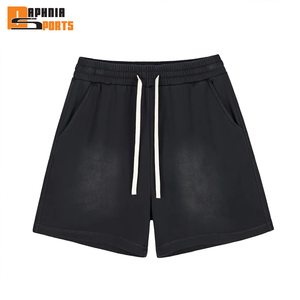 Pantalones Cortos de Poliéster Grueso para Hombre, Estilo Urbano, Venta al por Mayor OEM, Personalizados, Vintage, Lavados, Sólidos, con Efecto Desgastado por el Sol, Elásticos - Product Image 1