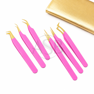 Pince à épiler professionnelle en acier inoxydable testée à la main, rose doré, avec logo personnalisé, légère, pour extensions de cils - Product Image 5
