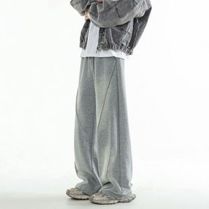 Pantalon de jogging en molleton bouclette brodé de haute qualité pour homme, coupe droite, taille mi-haute, effet délavé, avec logo personnalisé et design vintage - Product Image 3