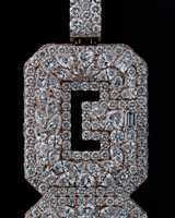 Pendentif Hip Hop personnalisé pour homme avec lettres superposées, diamant de laboratoire à taille mixte, plaqué rhodium, serti pavé, en or 10K et argent 925